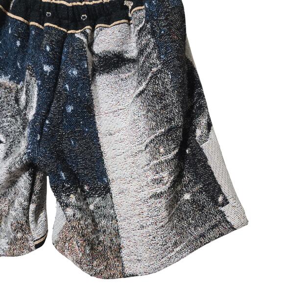 Wolf Print Tapestry Knit‎ Shorts L Unisex Loungewear, Art Knit, Statement Piece - Picture 7 of 9